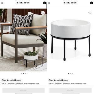 Small Outdoor Ceramic & Metal Planter Pot. NEW